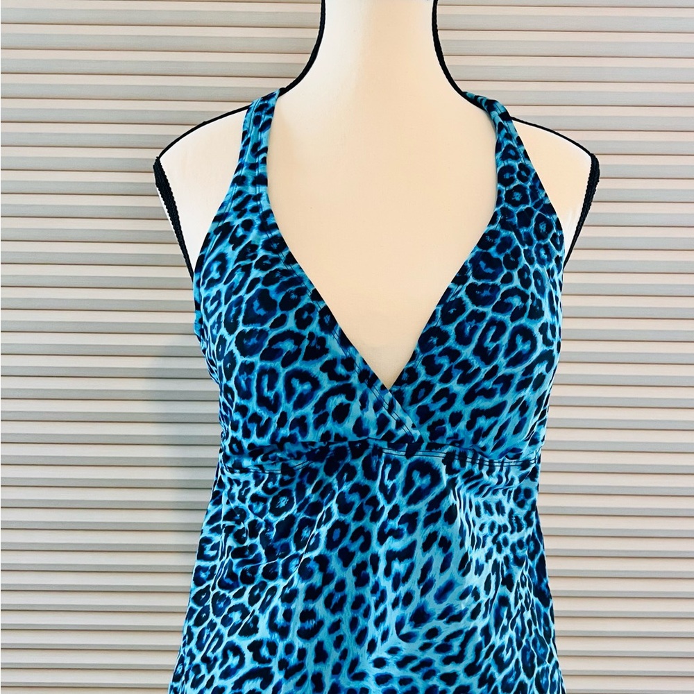 Jantzen Blue Leopard Print Swimsuit Top